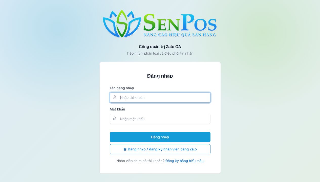 Màn hình đăng nhập SenPos WorkAgent